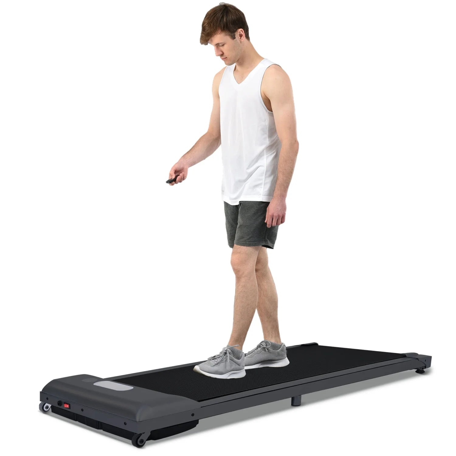 [ US in STOCK] under Desk Treadmill, Slim Flat Walking Pad, Portable Walking Jogging Machine for Home Office Exercise - Remote Control, LCD Display, Stored under Sofa Free Installation