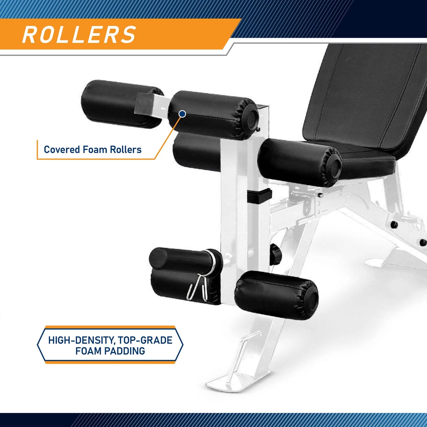 Foldable and Adjustable Weight Bench with Leg Extension, White/Black