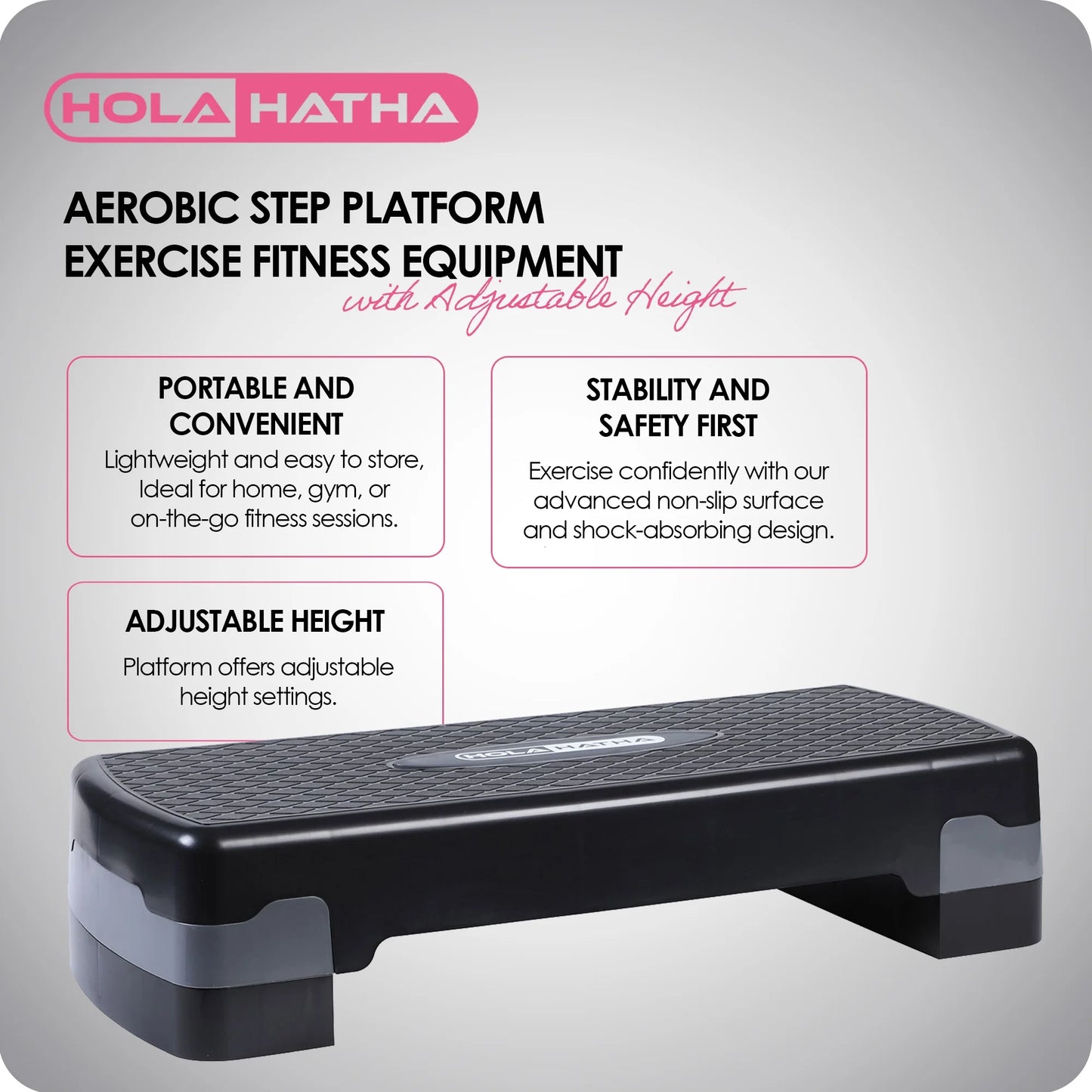 Aerobic Step Platform Exercise Fitness Equipment W/ Adjustable Height