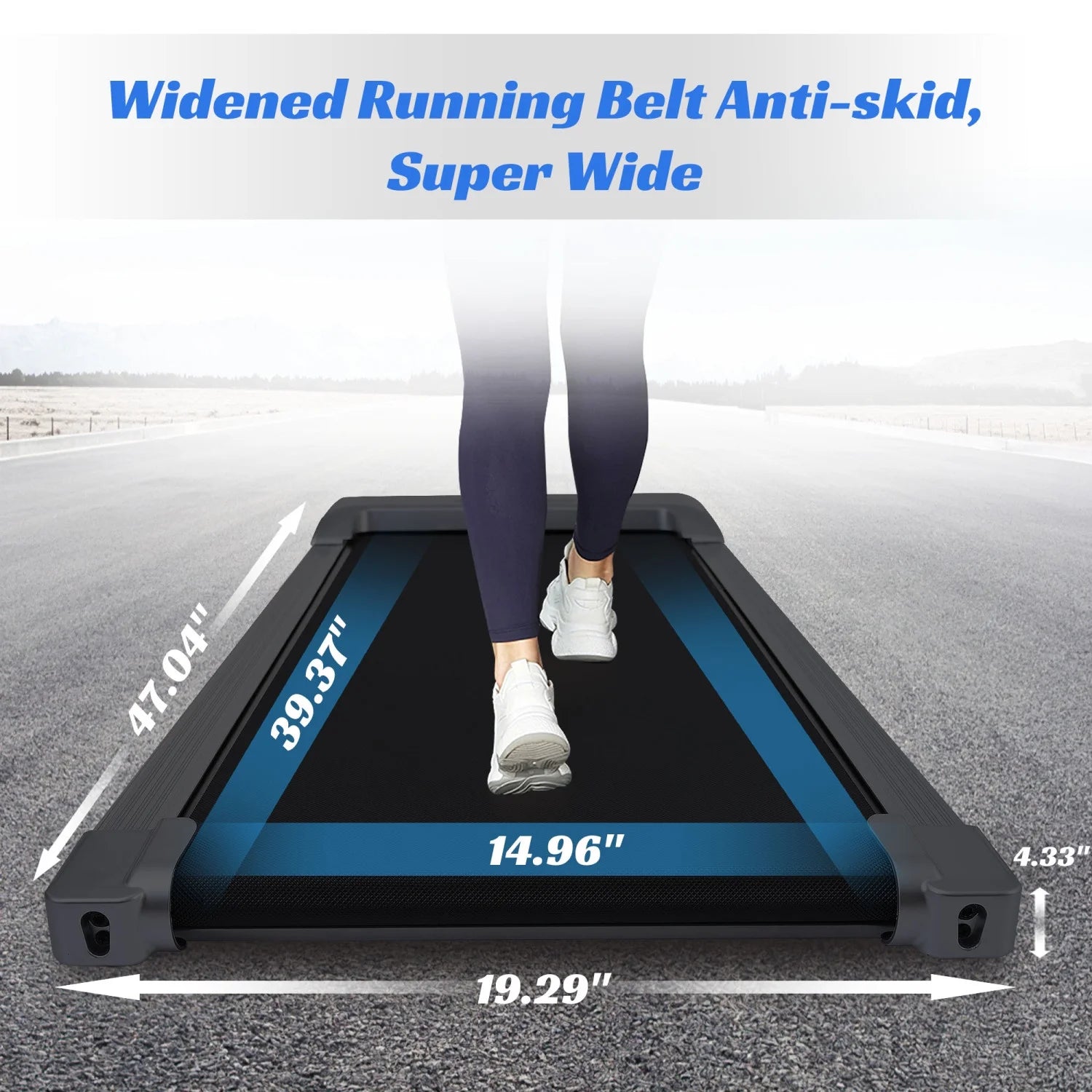 [ US in STOCK] under Desk Treadmill, Slim Flat Walking Pad, Portable Walking Jogging Machine for Home Office Exercise - Remote Control, LCD Display, Stored under Sofa Free Installation