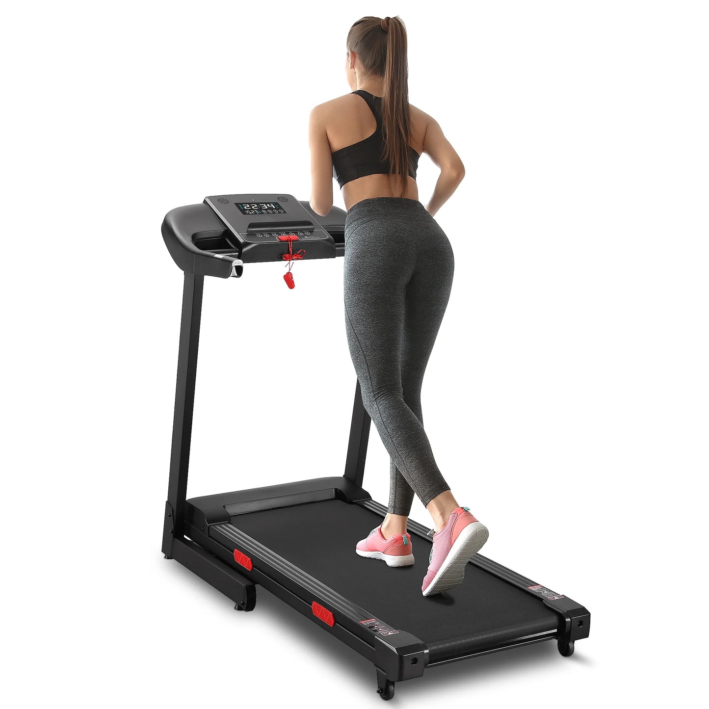 Treadmill with Auto Incline Bluetooth Voice Control 17" Wide Electric Treadmill Folding Machine 12% Auto 8.8 Mhp Speed for Home Use Gifts