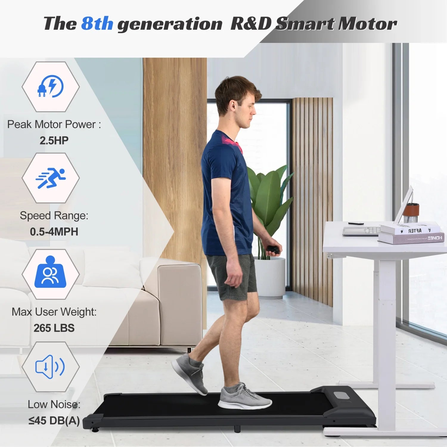 [ US in STOCK] under Desk Treadmill, Slim Flat Walking Pad, Portable Walking Jogging Machine for Home Office Exercise - Remote Control, LCD Display, Stored under Sofa Free Installation