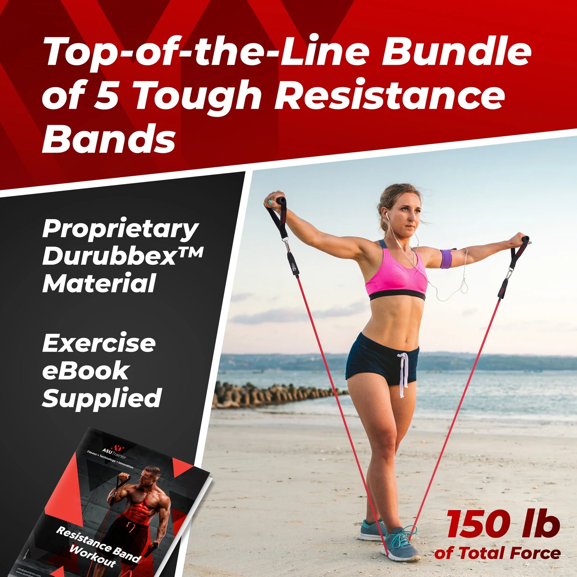 Resistance Bands Tube Workout Bands with Handles Ankle Straps and Door Anchor 5 Exercise Bands