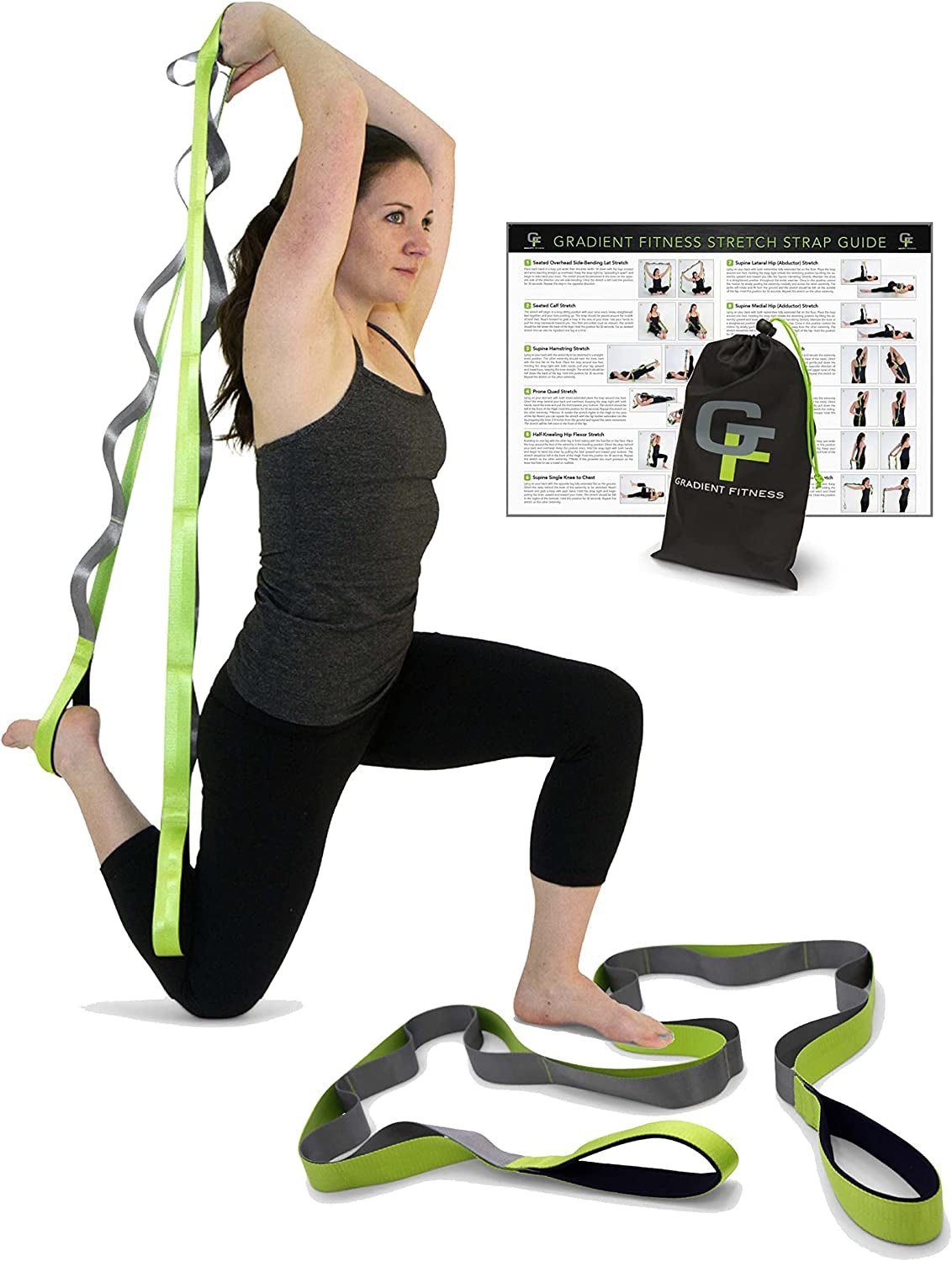 Stretching Strap, Premium Quality Multi-Loop Strap, Neoprene Padded Handles, 12 Loops, 1.5" W X 8' L