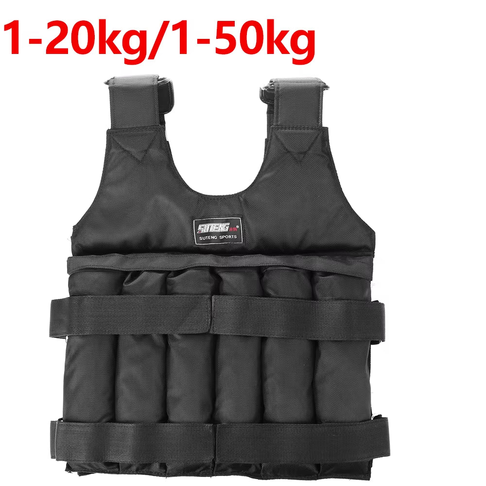 Durable Loading Weighted Vest 50Kg Adjustable Weight Training Exercise Waistcoat Jacket Sand Clothing Boxing Fitness Equipment